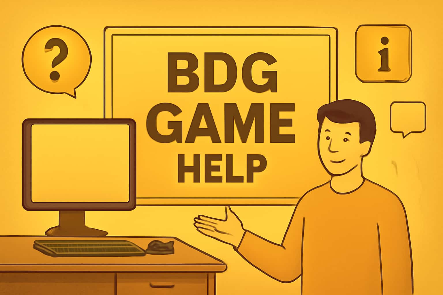 An informational scene depicting BDG Game Help resources with an emphasis on secure access.