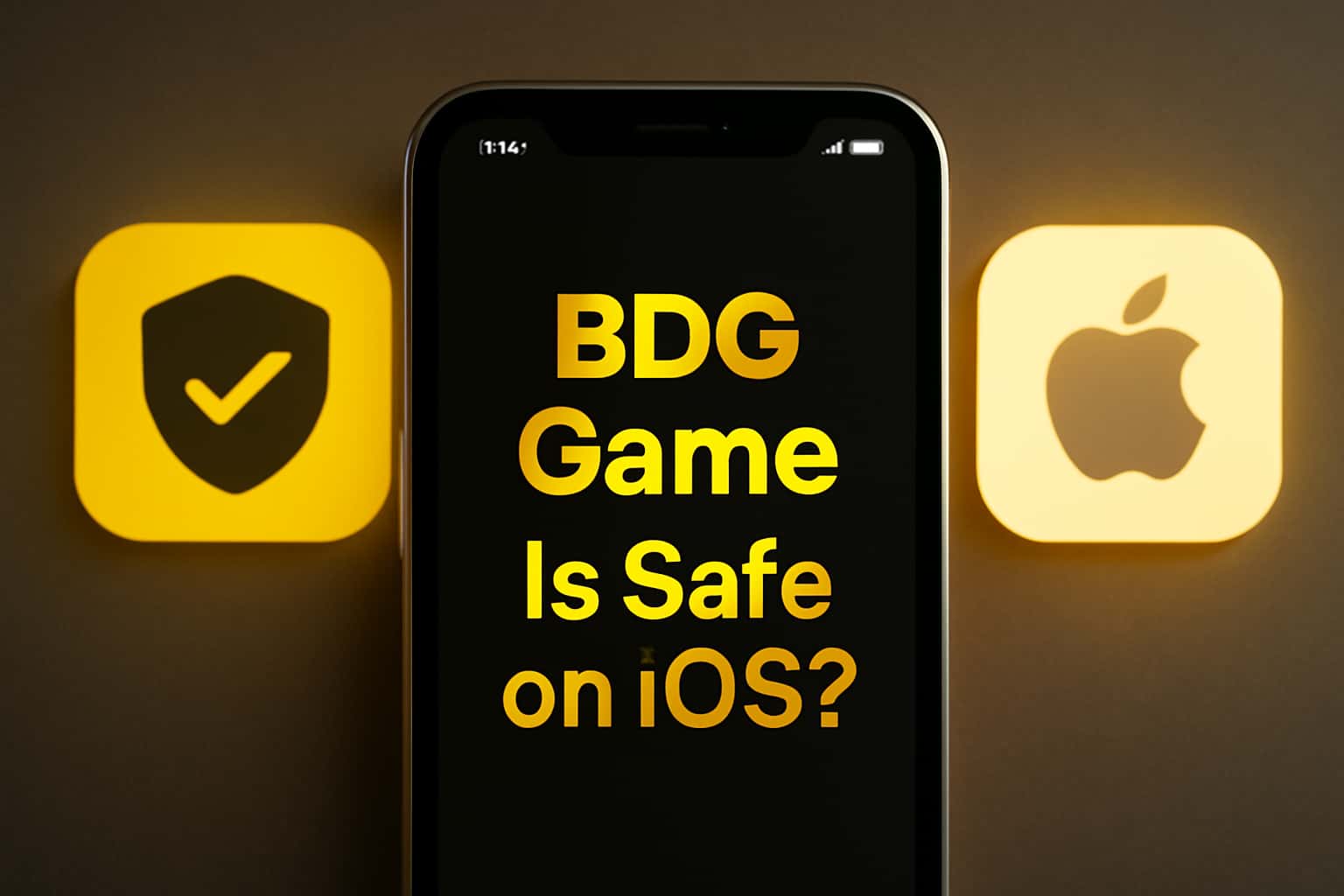A neutral informational scene depicting the safety of BDG Game on iOS.